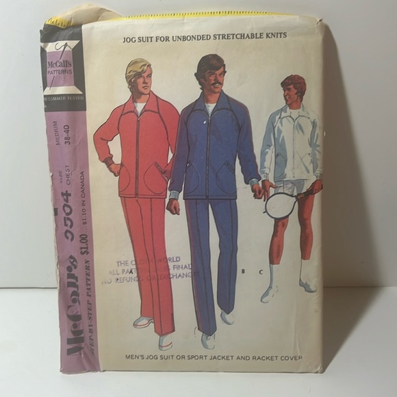 Vintage 70’s McCall’s Men’s jogging suit sewing patterns - Picture 4 of 4